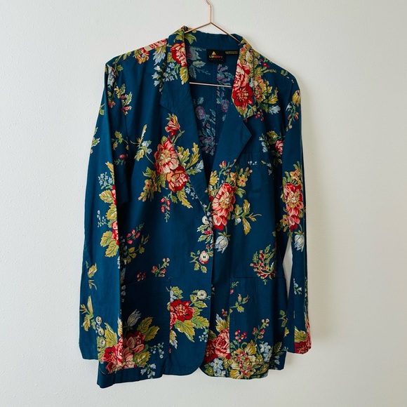 Vintage Liz Sport Floral Print Blazer Jacket, Oversized Long Fit Boho - Picture 8 of 10